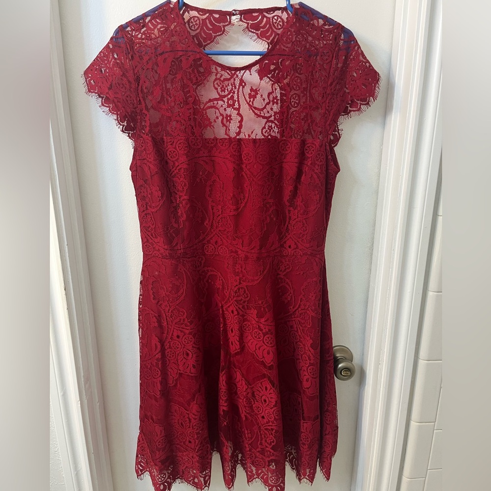 BB Dakota Burgundy Lace Midi Dress